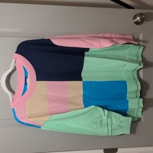LANDS' END COLORBLOCK SWEATER 1X 2X NWT